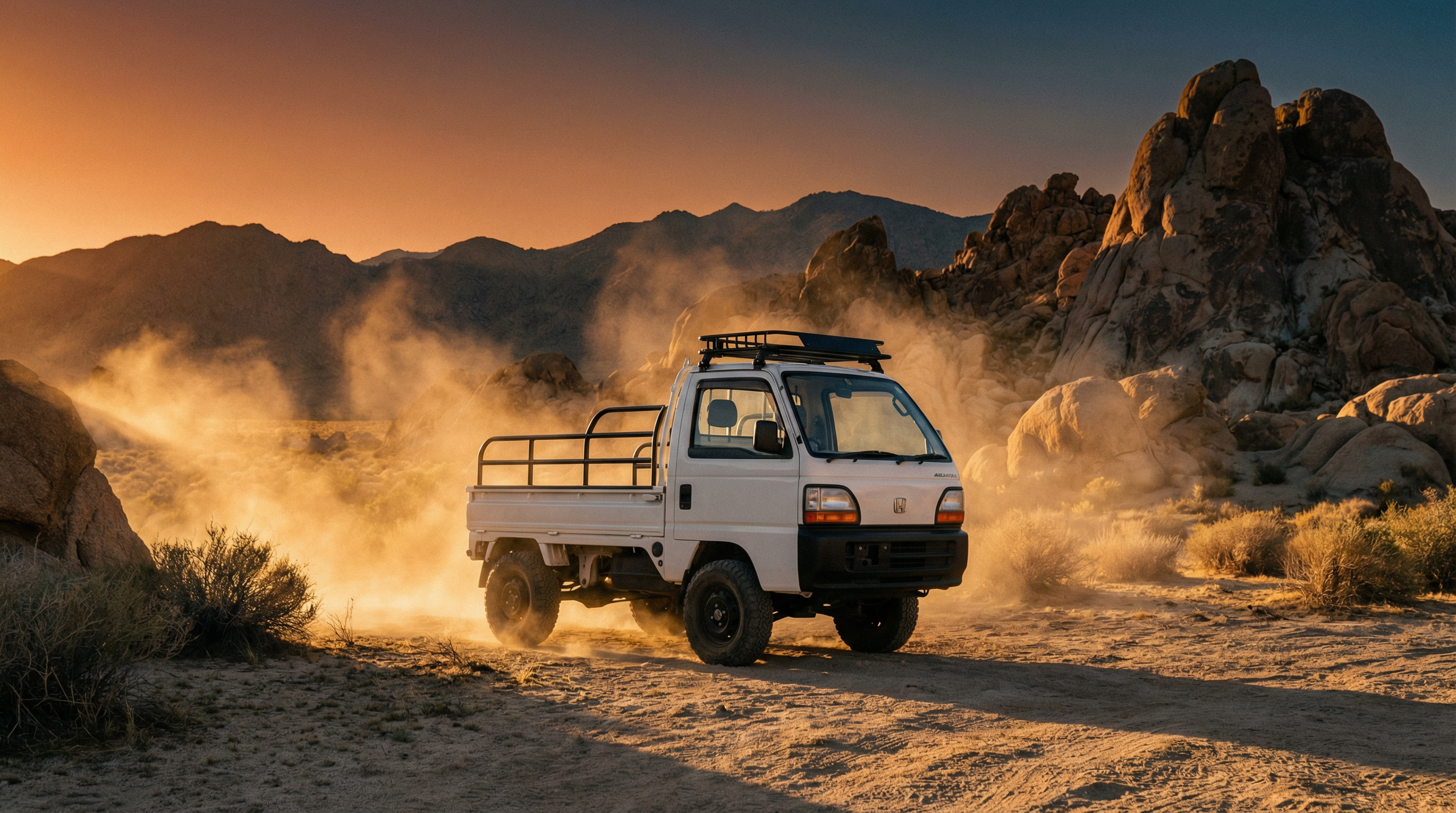 Japanese Kei Truck in desert landscape